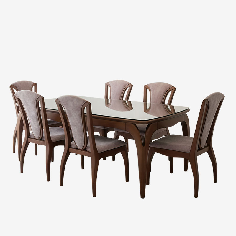 HI-TECH Dining Table Set with Glass Top